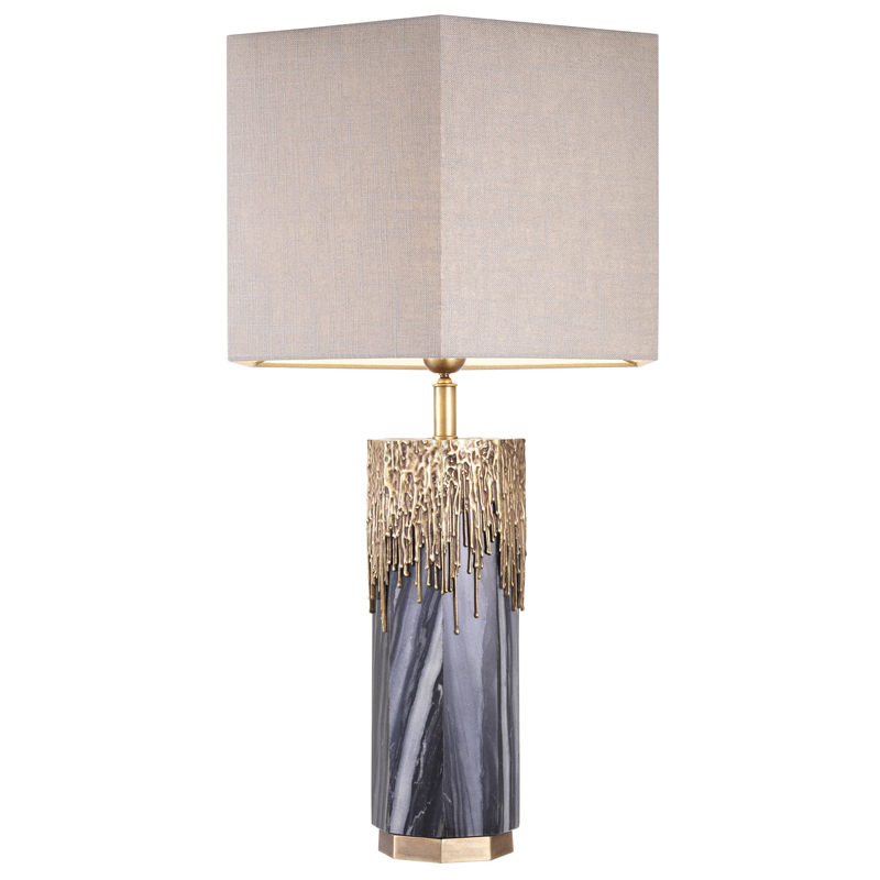 Настольная лампа Eichholtz Table Lamp Miller Серый Бежево-серый Винтажная латунь Настольная лампа Eichholtz Table Lamp Miller Серый Бежево-серый Винтажная латунь во Владивостоке | Loft Concept