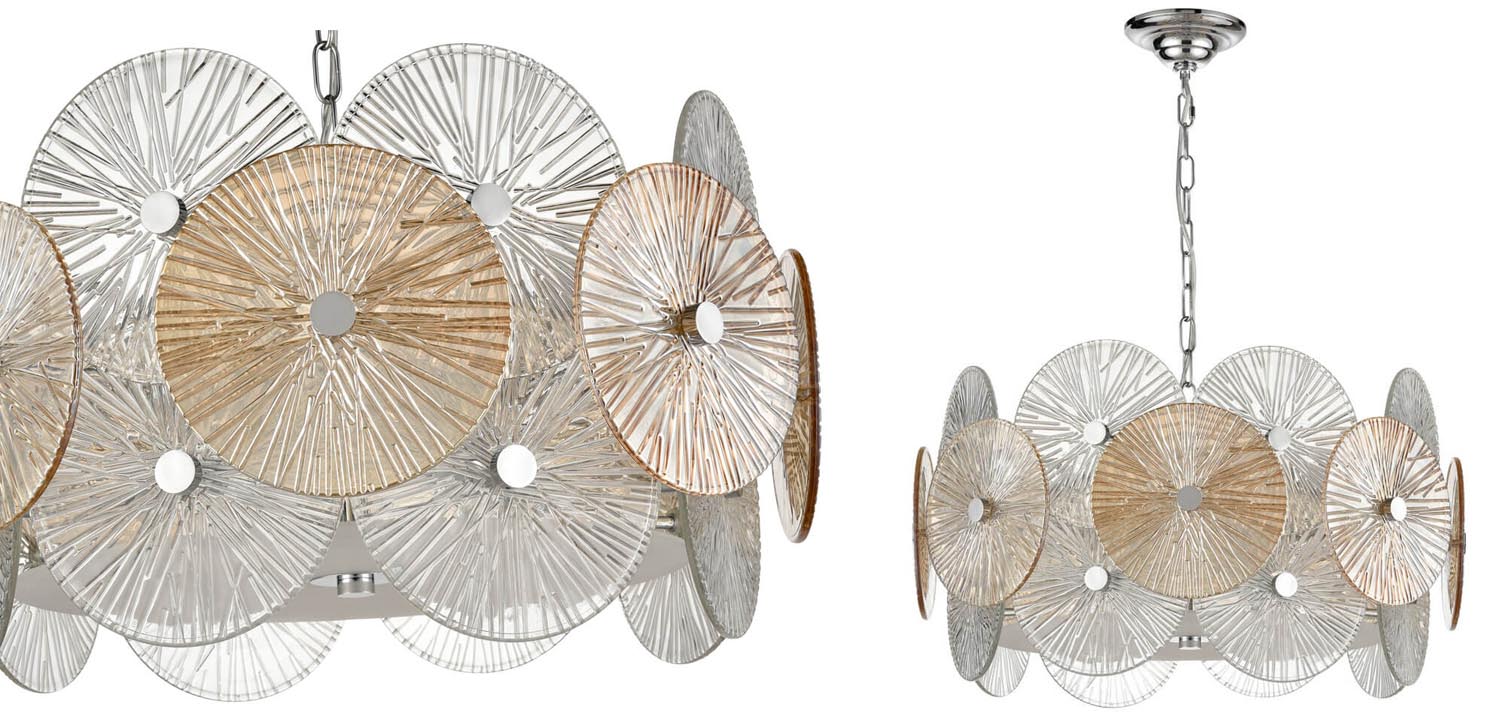 Люстра Decorative Glass discs Chandelier chrome - фото