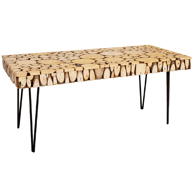Кофейный стол с деревянной столешницей Wooden Cuts Coffee Table Коричневый Древесина Черный Кофейный стол с деревянной столешницей Wooden Cuts Coffee Table Коричневый Древесина Черный во Владивостоке | Loft Concept