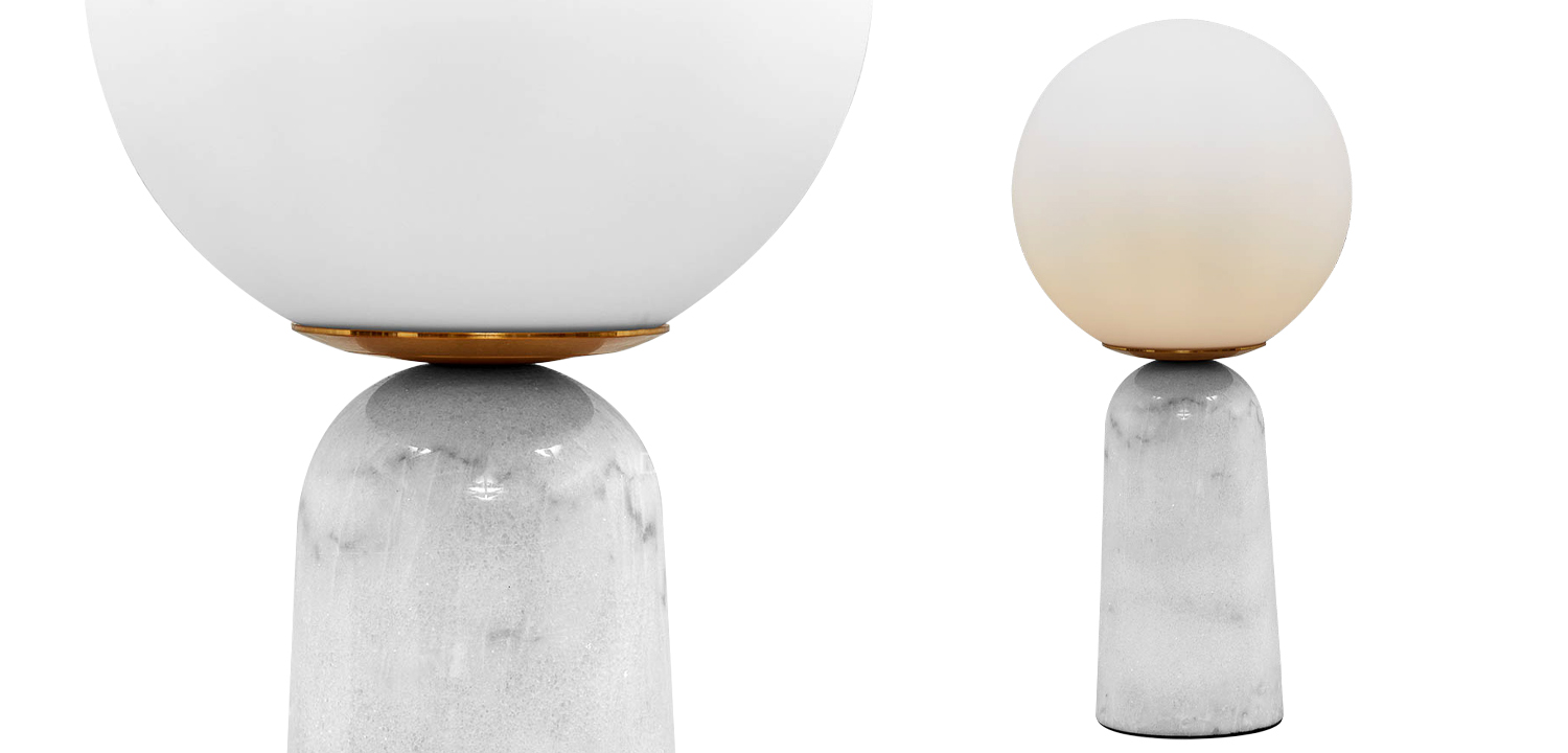 Настольная лампа Круглый стеклянный плафон на подставке из мрамора Brigitte Table Lamp - фото