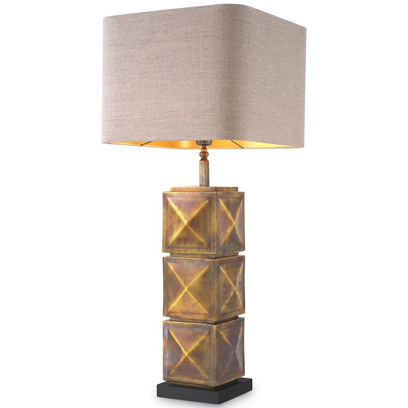 Настольная лампа Eichholtz Table Lamp Carlo Brass Бежево-серый Винтажная латунь Настольная лампа Eichholtz Table Lamp Carlo Brass Бежево-серый Винтажная латунь во Владивостоке | Loft Concept