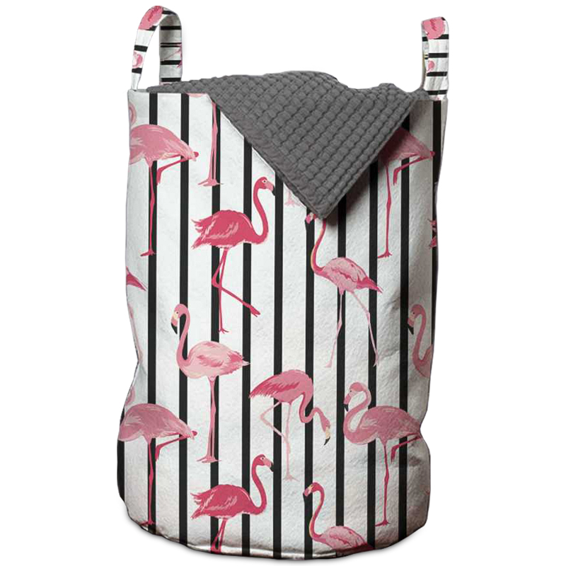 Корзина Flamingo Stripes Basket Черно-белый Розовый пастельный Корзина Flamingo Stripes Basket Черно-белый Розовый пастельный во Владивостоке | Loft Concept