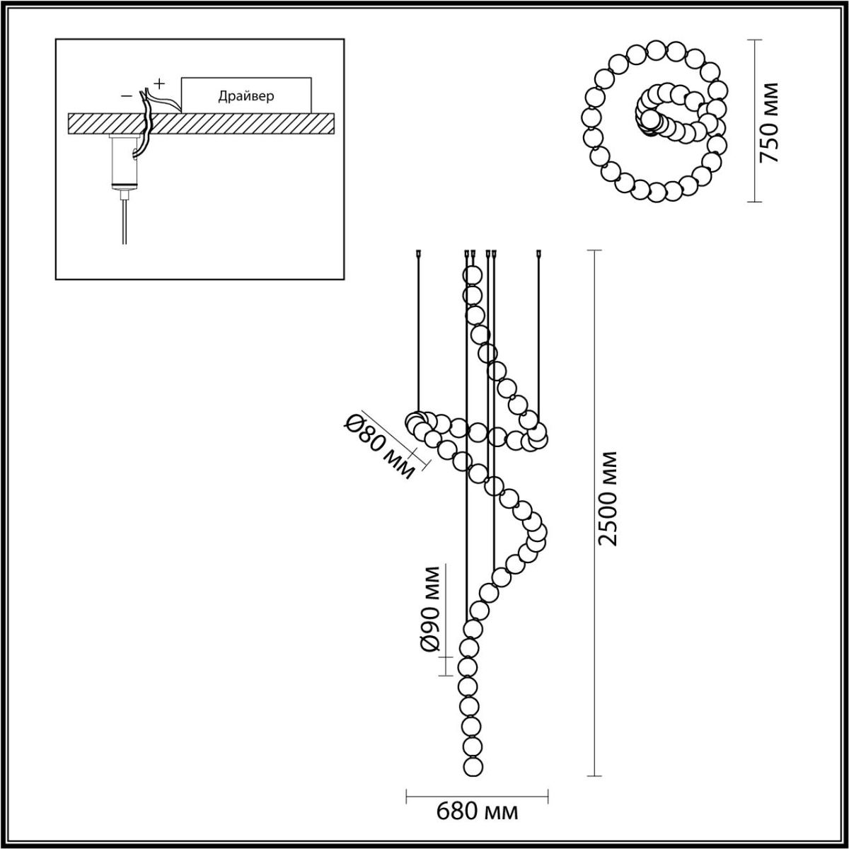 Большая светодиодная люстра Crystal Globule Spiral Золото Большая светодиодная люстра Crystal Globule Spiral Золото во Владивостоке