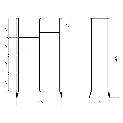 Шкаф двухстворчатый светло-серый Type во Владивостоке
