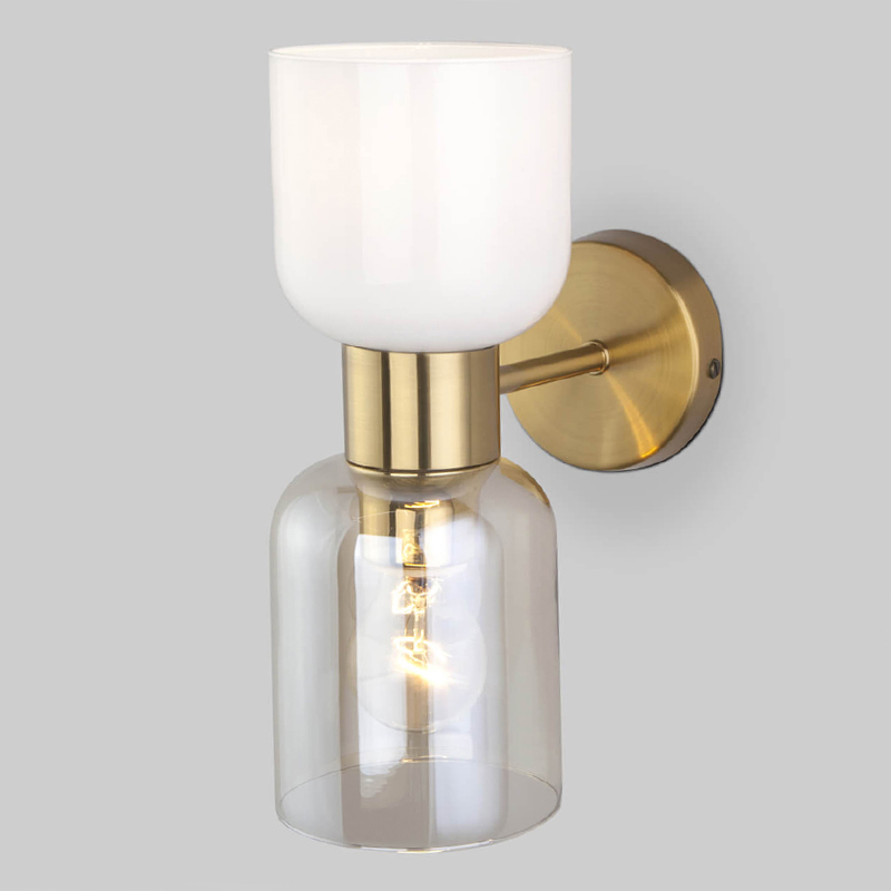 Бра Light maker studio Sconce white and smok brass Латунь Стекло Смок Белый во Владивостоке | Loft Concept 
