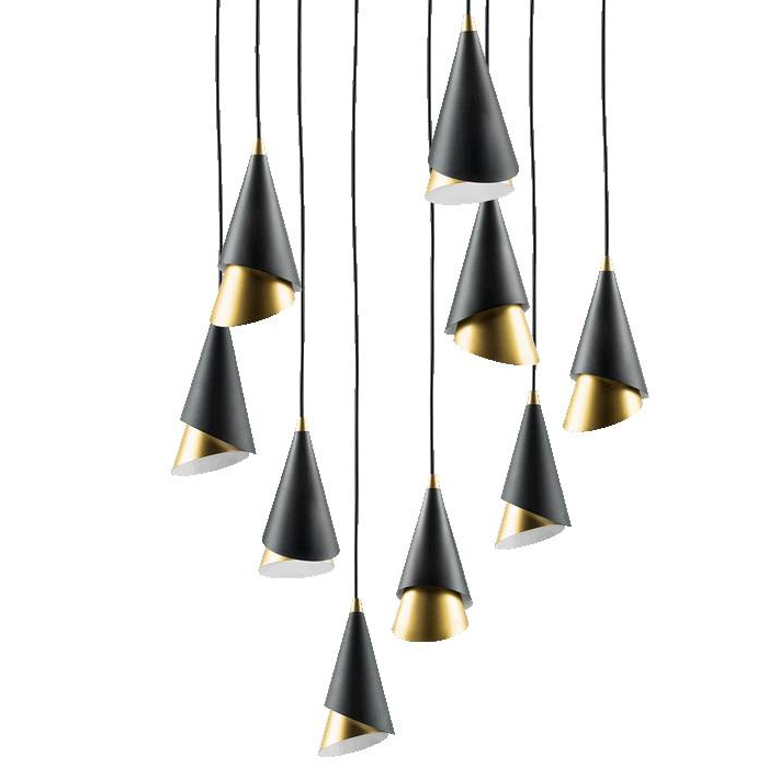 Люстра Lucio Black and Gold 9 Черный Золотой Люстра Lucio Black and Gold 9 Черный Золотой во Владивостоке | Loft Concept