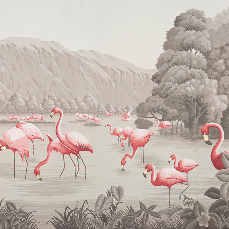 Обои ручная роспись Flamingos Flamingo on Eau Forte scenic paper Обои ручная роспись Flamingos Flamingo on Eau Forte scenic paper во Владивостоке | Loft Concept