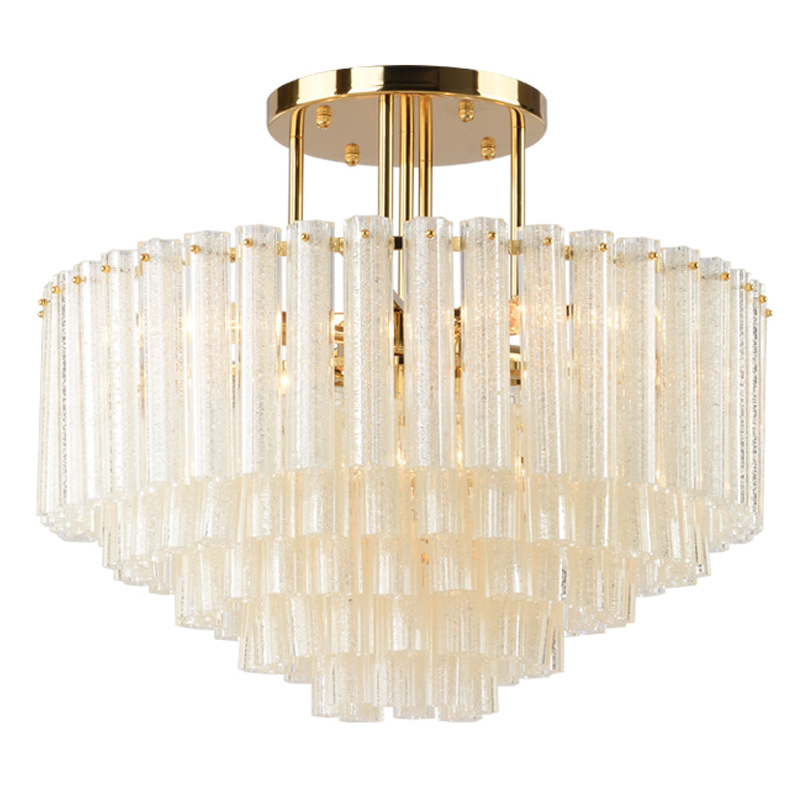 Люстра потолочная на штанге Textured Glass Chandelier Золотой Прозрачное Стекло Люстра потолочная на штанге Textured Glass Chandelier Золотой Прозрачное Стекло во Владивостоке | Loft Concept