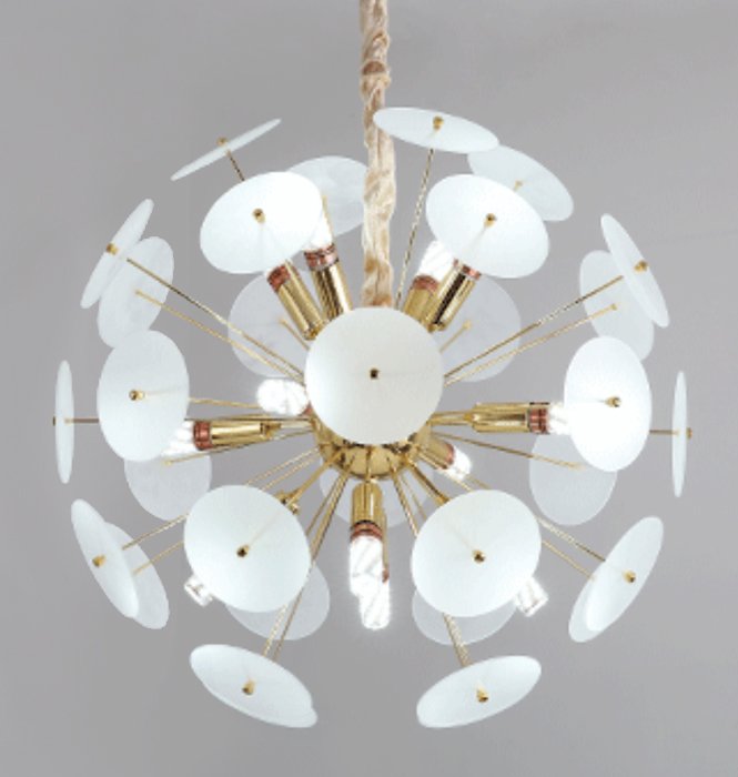 Люстра Sputnik Glass Lenz White Chandelier Золотой Белый Люстра Sputnik Glass Lenz White Chandelier Золотой Белый во Владивостоке | Loft Concept