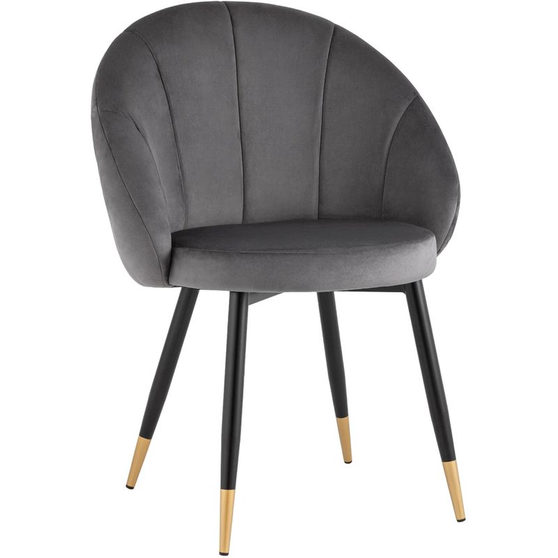 Стул Alberto Chair Серый Велюр Серый Черный Золотой Стул Alberto Chair Серый Велюр Серый Черный Золотой во Владивостоке | Loft Concept