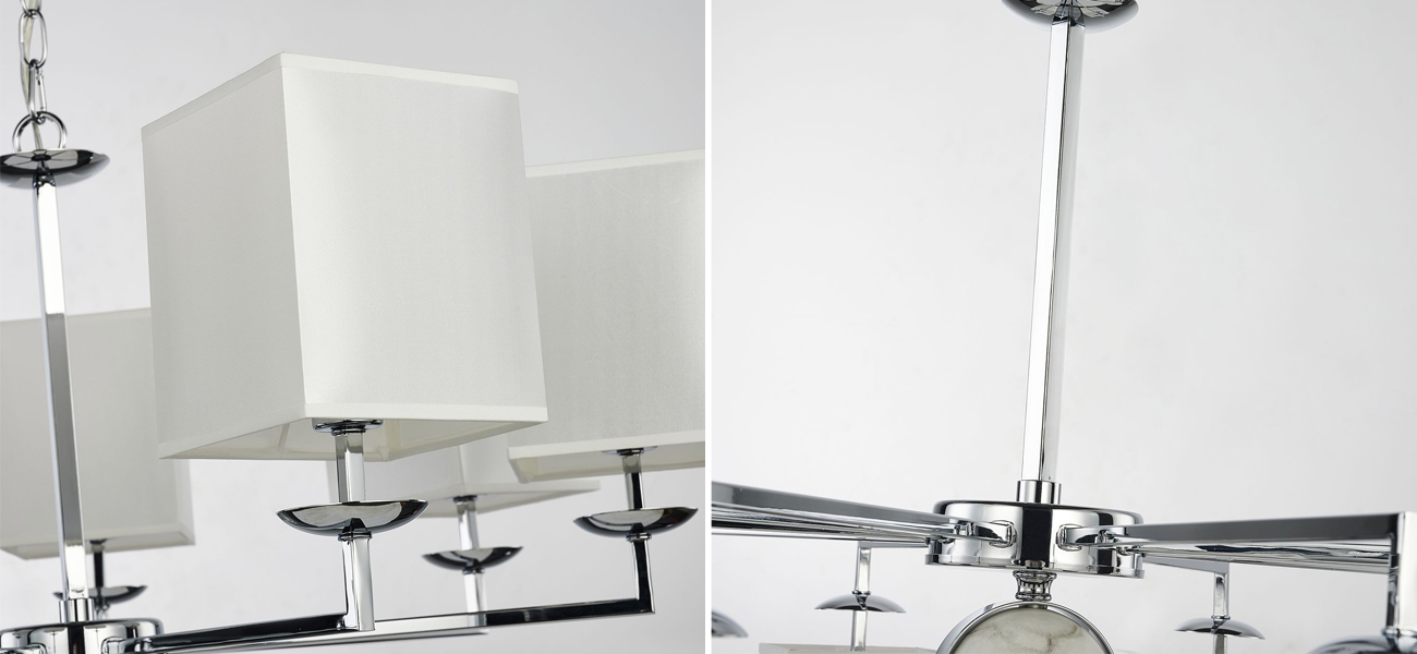 Люстра с белыми плафонами и декором под мрамор QUATRO D79 см - фото №1