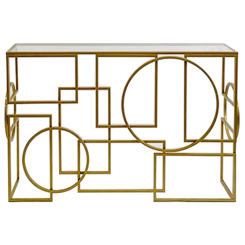Консоль Geometric Figures Gold Console Золотой Прозрачное Стекло Консоль Geometric Figures Gold Console Золотой Прозрачное Стекло во Владивостоке | Loft Concept