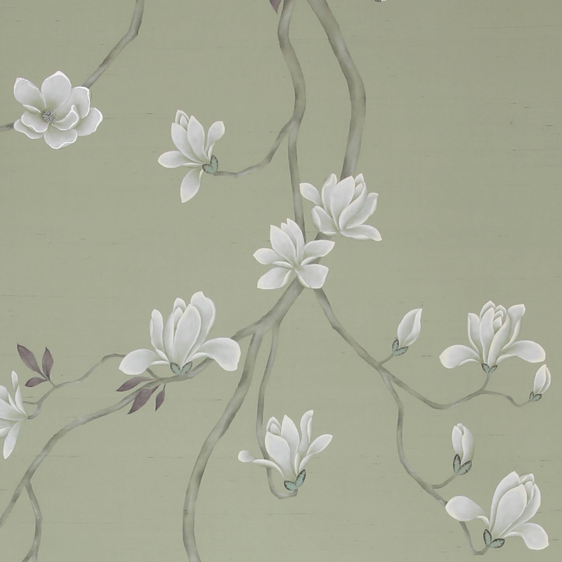 Обои ручная роспись Magnolia Canopy Colourway SC-287 on Aquamarine slub silk Обои ручная роспись Magnolia Canopy Colourway SC-287 on Aquamarine slub silk во Владивостоке | Loft Concept