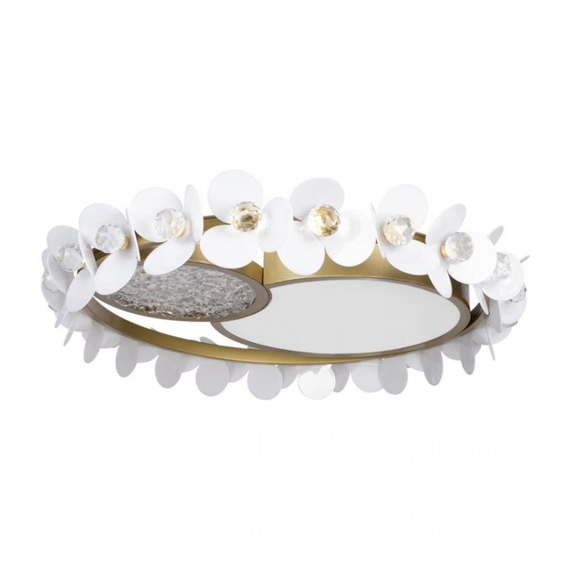Потолочный светильник Белые Цветы White Flowers Ceiling lamp D 56 Белый Золотой Потолочный светильник Белые Цветы White Flowers Ceiling lamp D 56 Белый Золотой во Владивостоке | Loft Concept