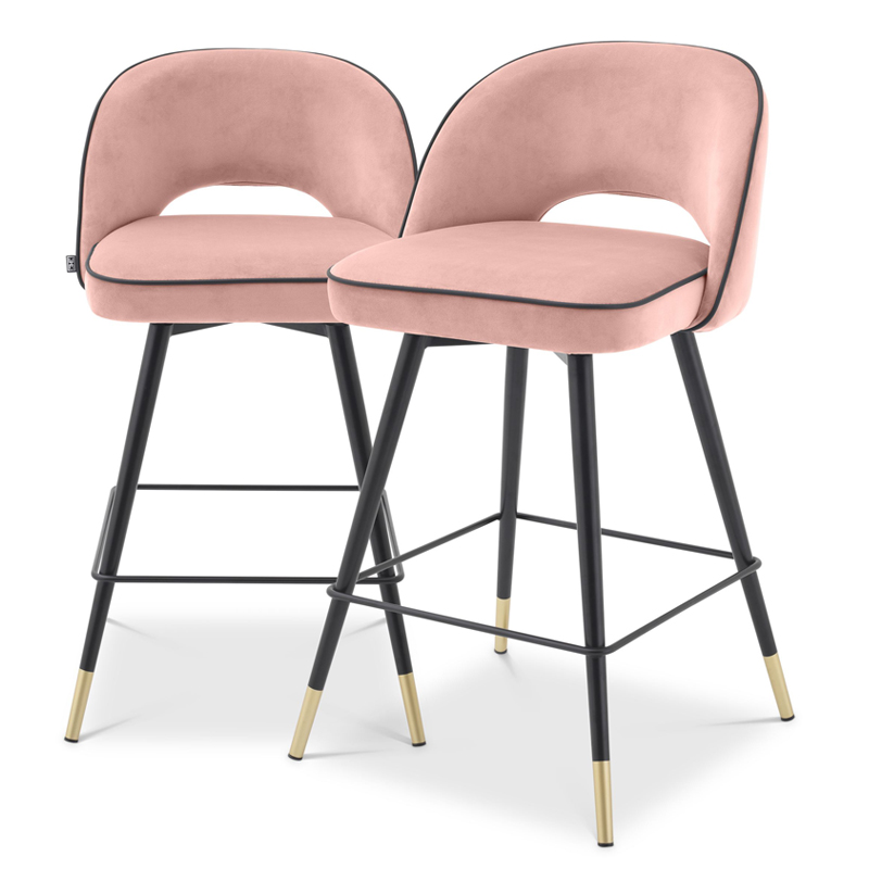 Комплект полубарных стульев Eichholtz Counter Stool Cliff set of 2 nude Розовый пастельный Черный Латунь Комплект полубарных стульев Eichholtz Counter Stool Cliff set of 2 nude Розовый пастельный Черный Латунь во Владивостоке | Loft Concept