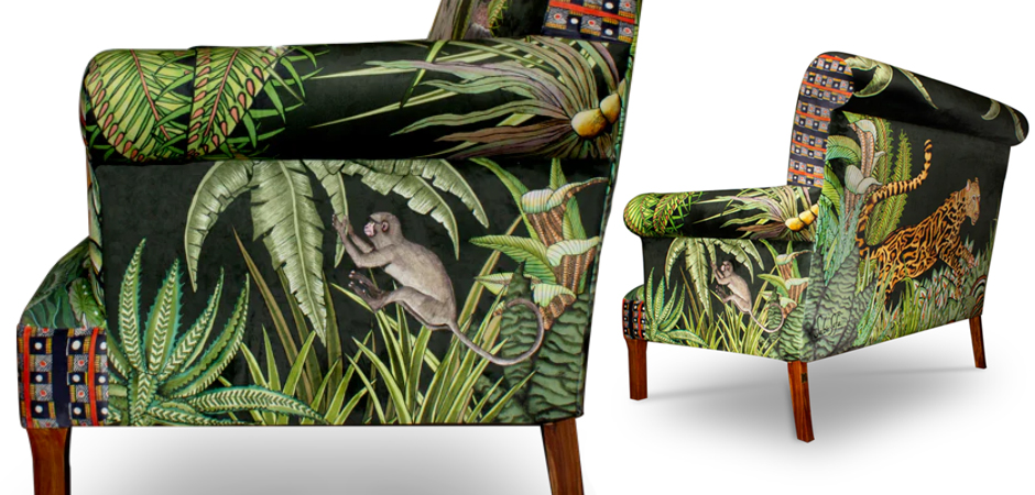 Диван Ardmore Design Sabie Sofa in Tanzanite Зеленый Тропический Орнамент - фото №2