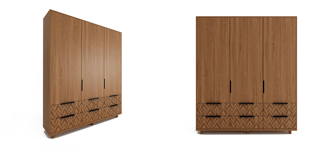 Шкаф трехстворчатый орнамент треугольники Brian - фото