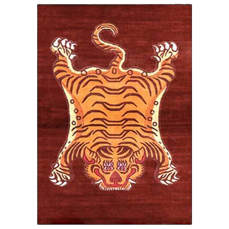 Ковер Тибетский Тигр Tibetan Tiger Rug Red Красный Оранжевый Ковер Тибетский Тигр Tibetan Tiger Rug Red Красный Оранжевый во Владивостоке | Loft Concept