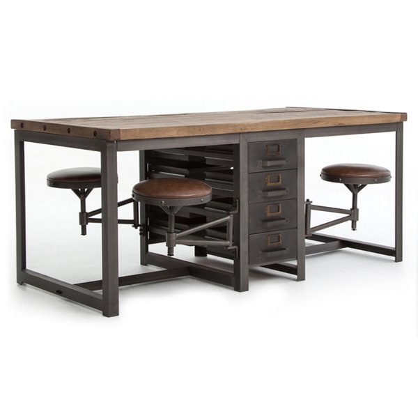 Большой рабочий стол Rupert Work Table Rustic Дуб темный Графит Большой рабочий стол Rupert Work Table Rustic Дуб темный Графит во Владивостоке | Loft Concept