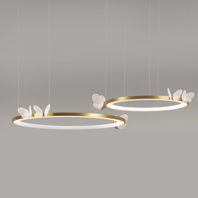 Подвесной светильник двойное кольцо с бабочками Butterfly Double Ring F Прозрачный Латунь Подвесной светильник двойное кольцо с бабочками Butterfly Double Ring F Прозрачный Латунь во Владивостоке | Loft Concept