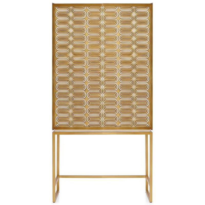 Шкаф Park Avenue Brass Wave Pattern Bar Cabinet Белый Золотой Шкаф Park Avenue Brass Wave Pattern Bar Cabinet Белый Золотой во Владивостоке | Loft Concept