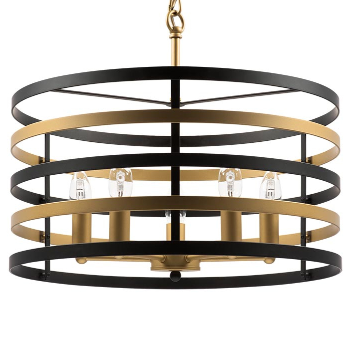 Люстра Gold Stripes Chandelier 5 Черный Золотой Люстра Gold Stripes Chandelier 5 Черный Золотой во Владивостоке | Loft Concept