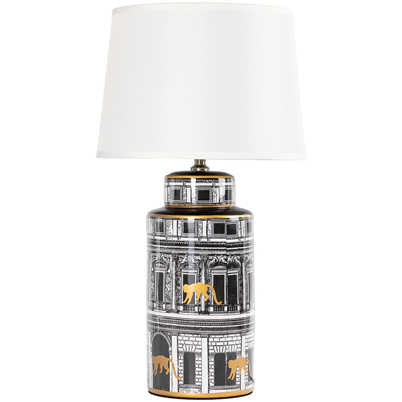 Настольная лампа Old Town Lampshade Black White Черно-белый Золотой Белый Настольная лампа Old Town Lampshade Black White Черно-белый Золотой Белый во Владивостоке | Loft Concept