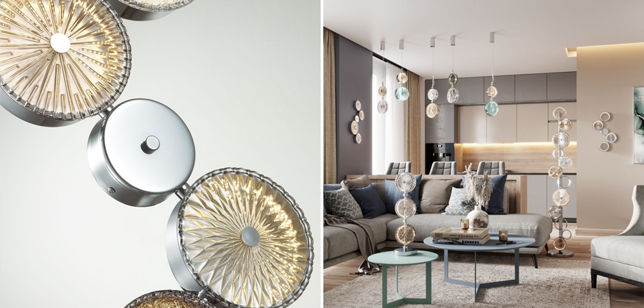 Бра с рельефным стеклом Glass Peonies Maxi Хром Бра с рельефным стеклом Glass Peonies Maxi Хром - Loft-Concept во Владивостоке