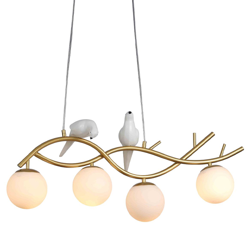 Люстра с белыми птицами Provence Bird Золотой Белый Люстра с белыми птицами Provence Bird Золотой Белый во Владивостоке | Loft Concept