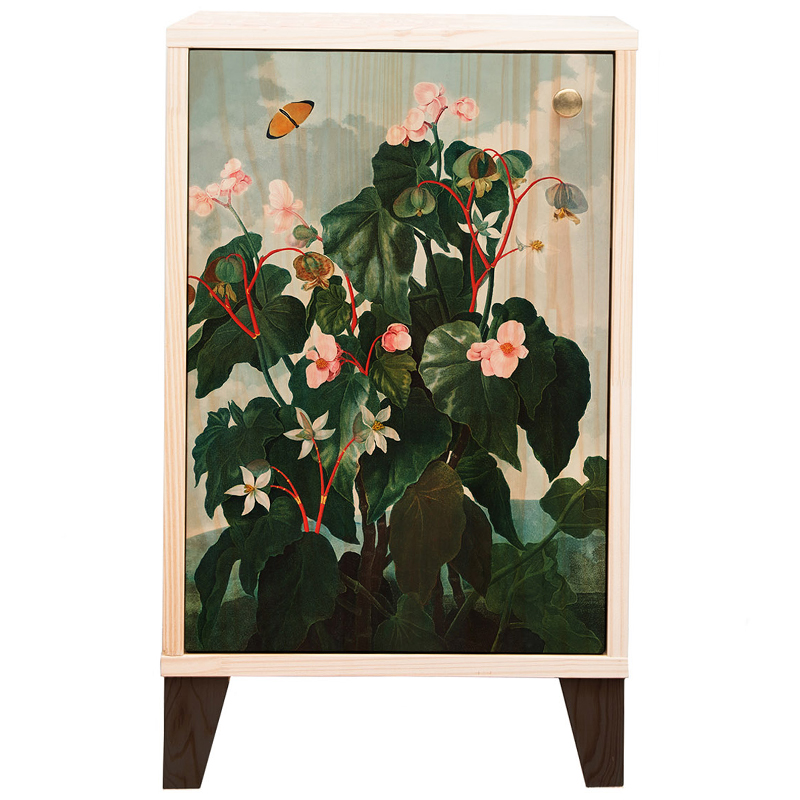 Тумба с цветочным изображением Floral Print Nighstand Natural Бежевый Мульти Зеленый Тумба с цветочным изображением Floral Print Nighstand Natural Бежевый Мульти Зеленый во Владивостоке | Loft Concept