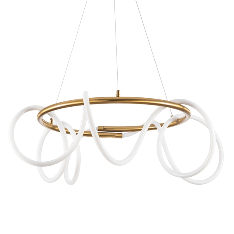 Люстра подвесная кольцевая и изогнутыми светодиодными трубками Luke Lampco Tracer Lamp Медь Белый Люстра подвесная кольцевая и изогнутыми светодиодными трубками Luke Lampco Tracer Lamp Медь Белый во Владивостоке | Loft Concept