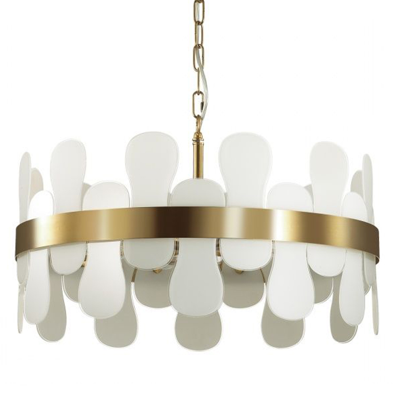 Люстра Eve Chandelier фигурное стекло диаметр 55 см Золотой Белое матовое стекло Люстра Eve Chandelier фигурное стекло диаметр 55 см Золотой Белое матовое стекло во Владивостоке | Loft Concept