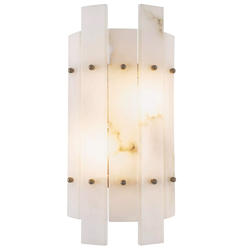 Бра Eichholtz Wall Lamp Caprera Alabaster Белый Мрамор Bianco Бежевый Латунь во Владивостоке | Loft Concept 