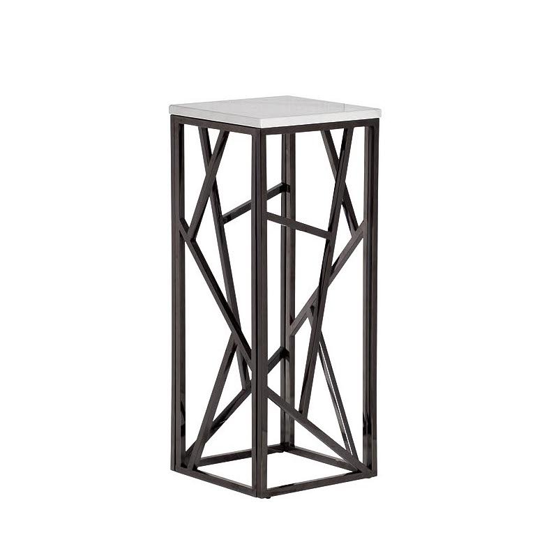 Подставка Serene Furnishing Dark Chrome Marble Top stand Хром Белый Подставка Serene Furnishing Dark Chrome Marble Top stand Хром Белый во Владивостоке | Loft Concept
