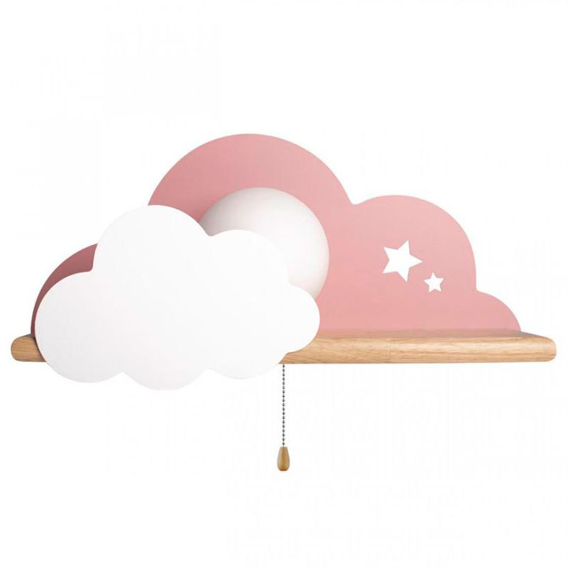 Бра с деревянной полкой розовое Облако Wall Lamp Pink Cloud Розовый пастельный Древесина Бра с деревянной полкой розовое Облако Wall Lamp Pink Cloud Розовый пастельный Древесина во Владивостоке | Loft Concept