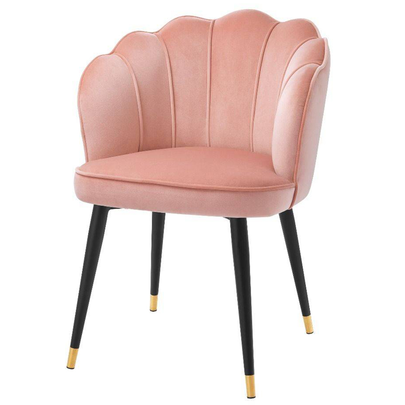 Стул Eichholtz Dining Chair Bristol nude Розовый пастельный Черный Латунь во Владивостоке | Loft Concept 