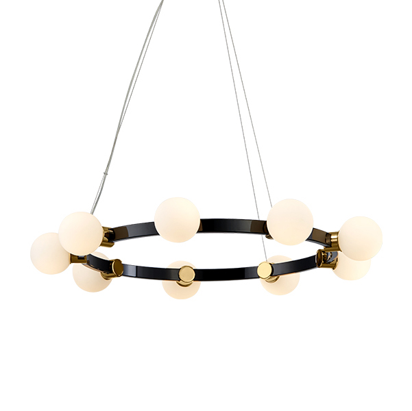 Люстра Hoop Balls Chandelier Черный Белый Люстра Hoop Balls Chandelier Черный Белый во Владивостоке | Loft Concept