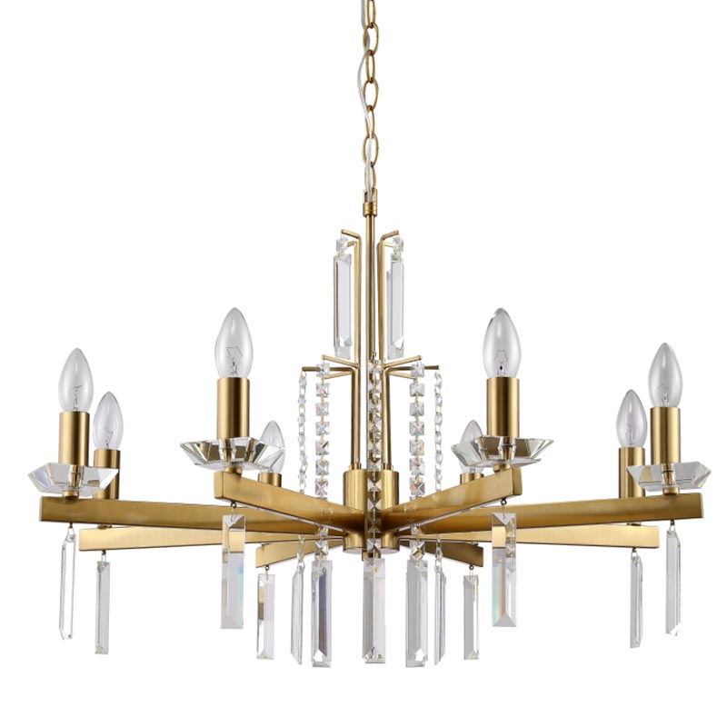 Люстра Vivien Crystal Brass Chandelier 8 Латунь Серый Люстра Vivien Crystal Brass Chandelier 8 Латунь Серый во Владивостоке | Loft Concept