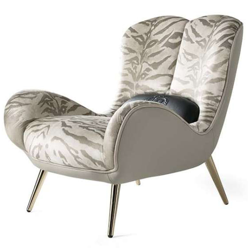 Дизайнерское Кресло Tifnit Armchairs стиль Roberto Cavalli III Серый Бежево-серый Глянцевое золото Дизайнерское Кресло Tifnit Armchairs стиль Roberto Cavalli III Серый Бежево-серый Глянцевое золото во Владивостоке | Loft Concept