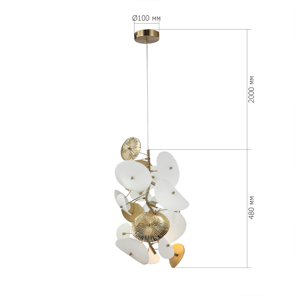 Подвесной светильник с белыми и золотистыми цветами Dahlia Flowers Lamp во Владивостоке