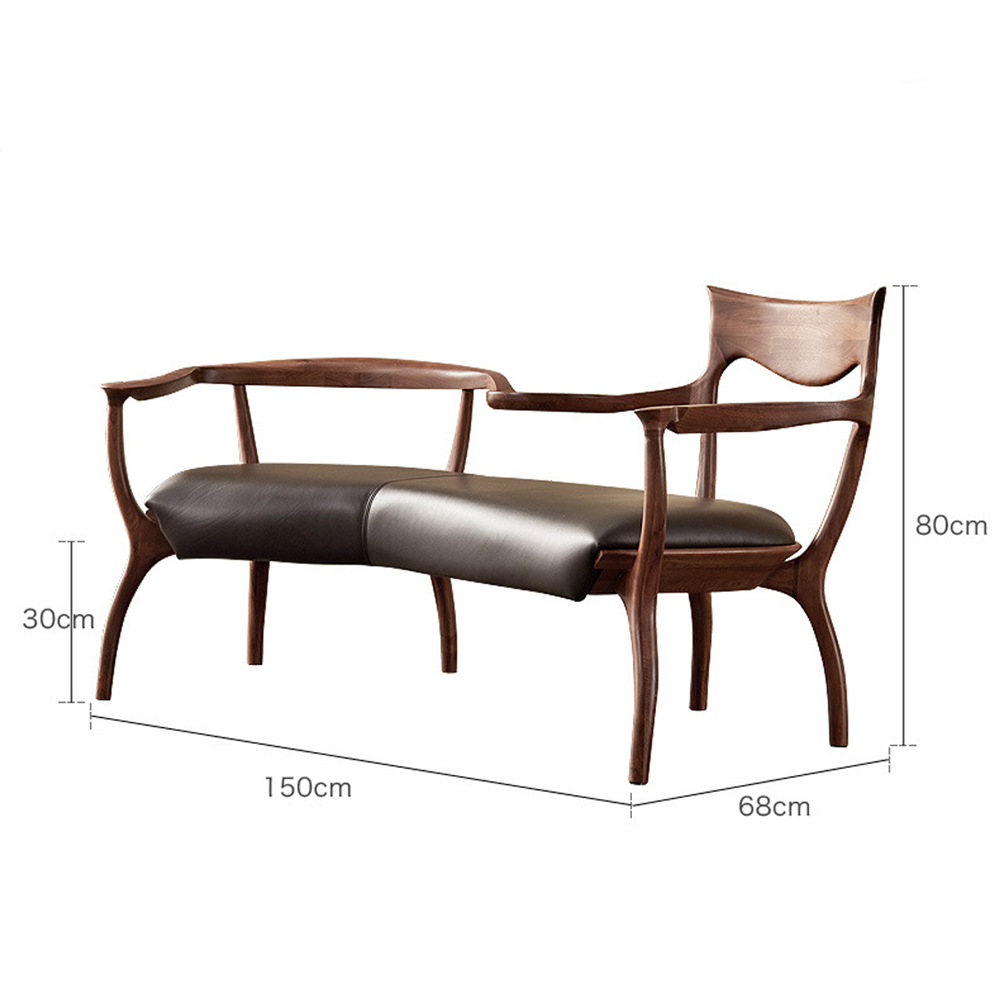 Кушетка с деревянным каркасом и сиденьем из коричневой натуральной кожи Moon Walnut Furniture Кушетка с деревянным каркасом и сиденьем из коричневой натуральной кожи Moon Walnut Furniture во Владивостоке