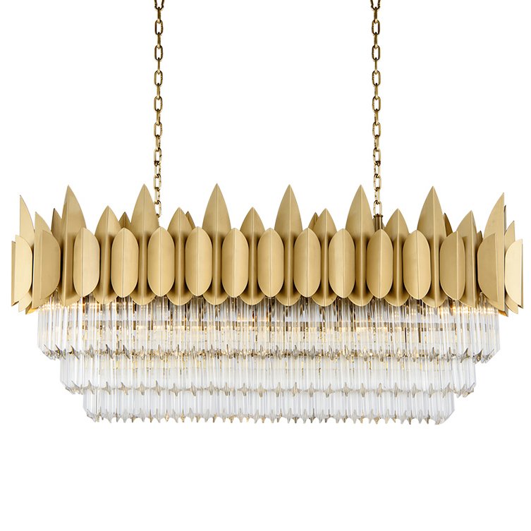 Подвесной светильник KEBO KING CHANDELIER Rectangle Латунь Прозрачное Стекло во Владивостоке | Loft Concept 