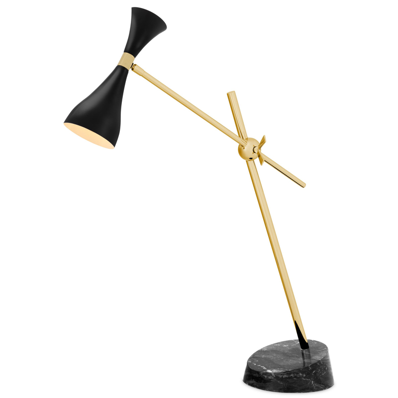 Настольная лампа Eichholtz Desk Lamp Cordero xl Черный Латунь Черный Мрамор Nero во Владивостоке | Loft Concept 