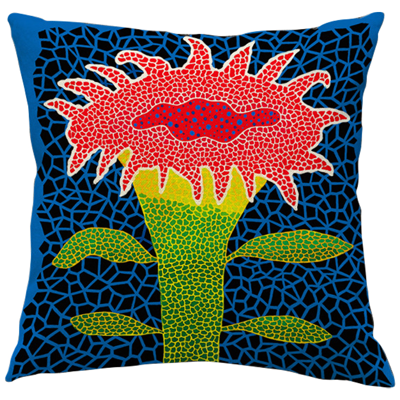 Декоративная подушка Yayoi Kusama Flower Pink Мульти Синий Зеленый Желтый Декоративная подушка Yayoi Kusama Flower Pink Мульти Синий Зеленый Желтый во Владивостоке | Loft Concept
