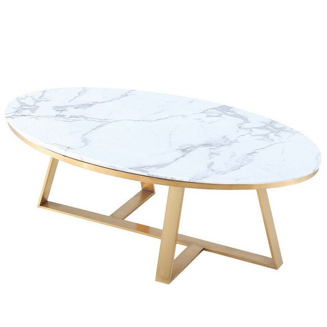 Кофейный стол Marble Oval Table Латунь Белый Кофейный стол Marble Oval Table Латунь Белый во Владивостоке | Loft Concept