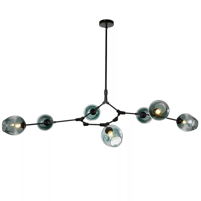 Люстра Сrumpled Glass Bubble Chandelier blue Glass Черный Голубой пастельный Люстра Сrumpled Glass Bubble Chandelier blue Glass Черный Голубой пастельный во Владивостоке | Loft Concept