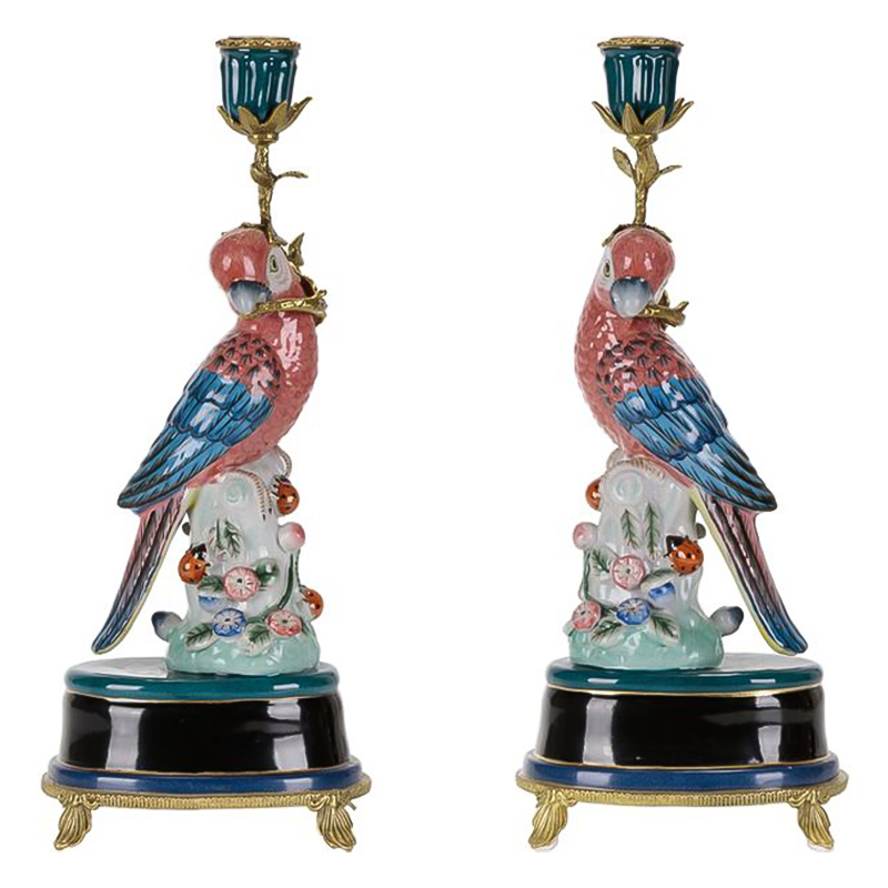 Подсвечник Red Blue Parrot Candlestick L or R Бронза Красный Синий Подсвечник Red Blue Parrot Candlestick L or R Бронза Красный Синий во Владивостоке | Loft Concept
