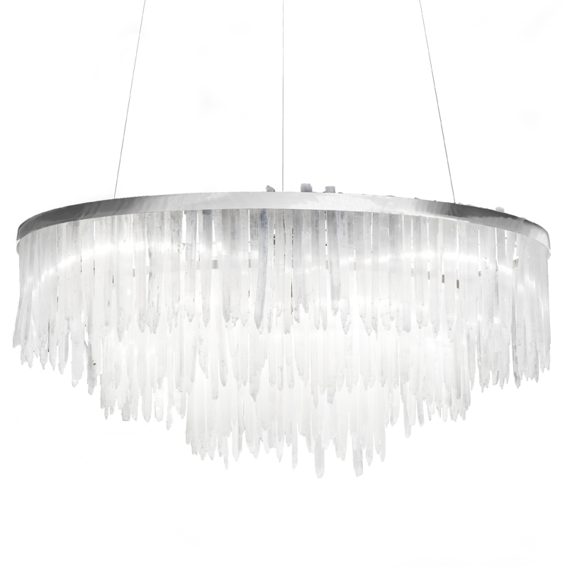 Люстра LAMP SELENITE Прозрачный белый Хром Люстра LAMP SELENITE Прозрачный белый Хром во Владивостоке | Loft Concept