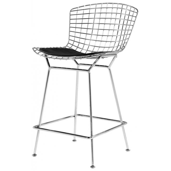Барный стул Bertoia Barstool Черный Серебряный во Владивостоке | Loft Concept 