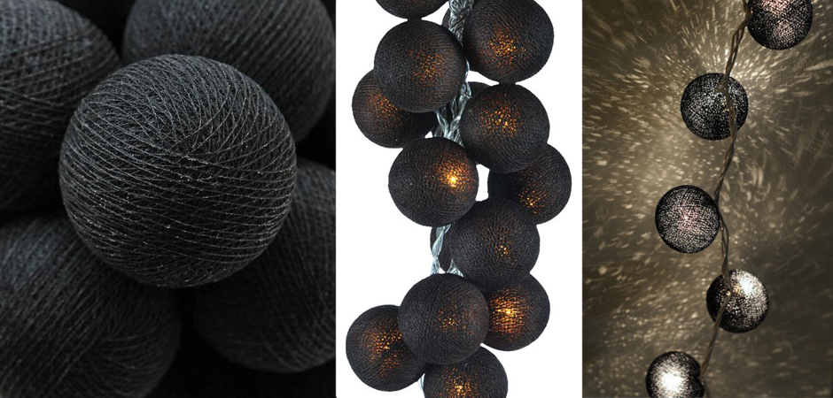 Гирлянда хлопковые фонарики Сotton Ball Ice Black - Loft-Concept во Владивостоке